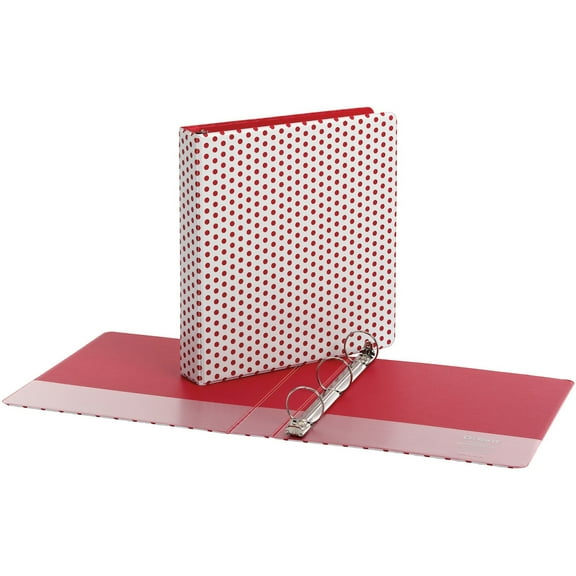 Oxford 1-1/2" Back-mounted Round Ring Binder - 1 1/2" Binder Capacity - 350 Sheet Capacity - Round Ring Fastener(s) - 2 Internal Pocket(s) - Red - 1 Each