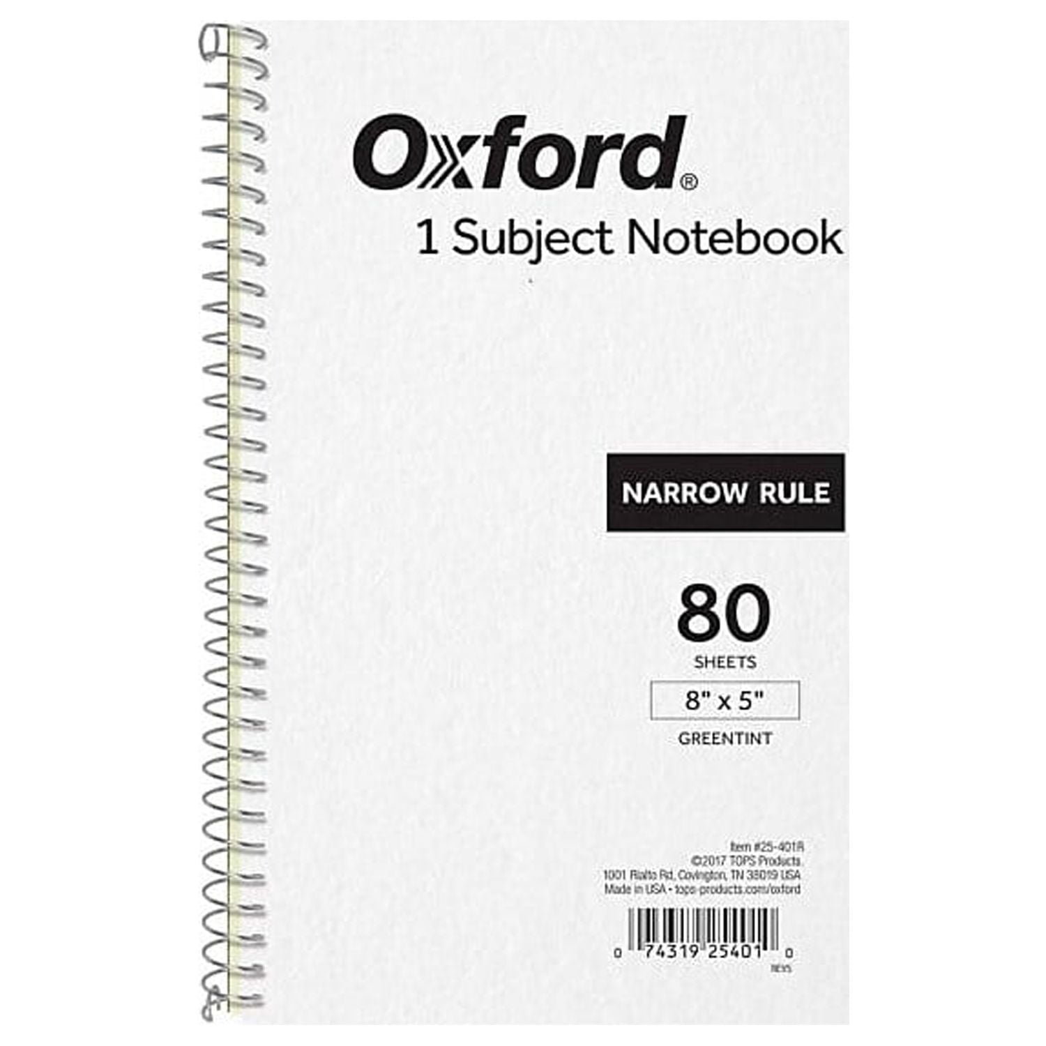 Oxford 1Subject Notebook 5" x 8" Narrow Ruled 80 Sheets 801068
