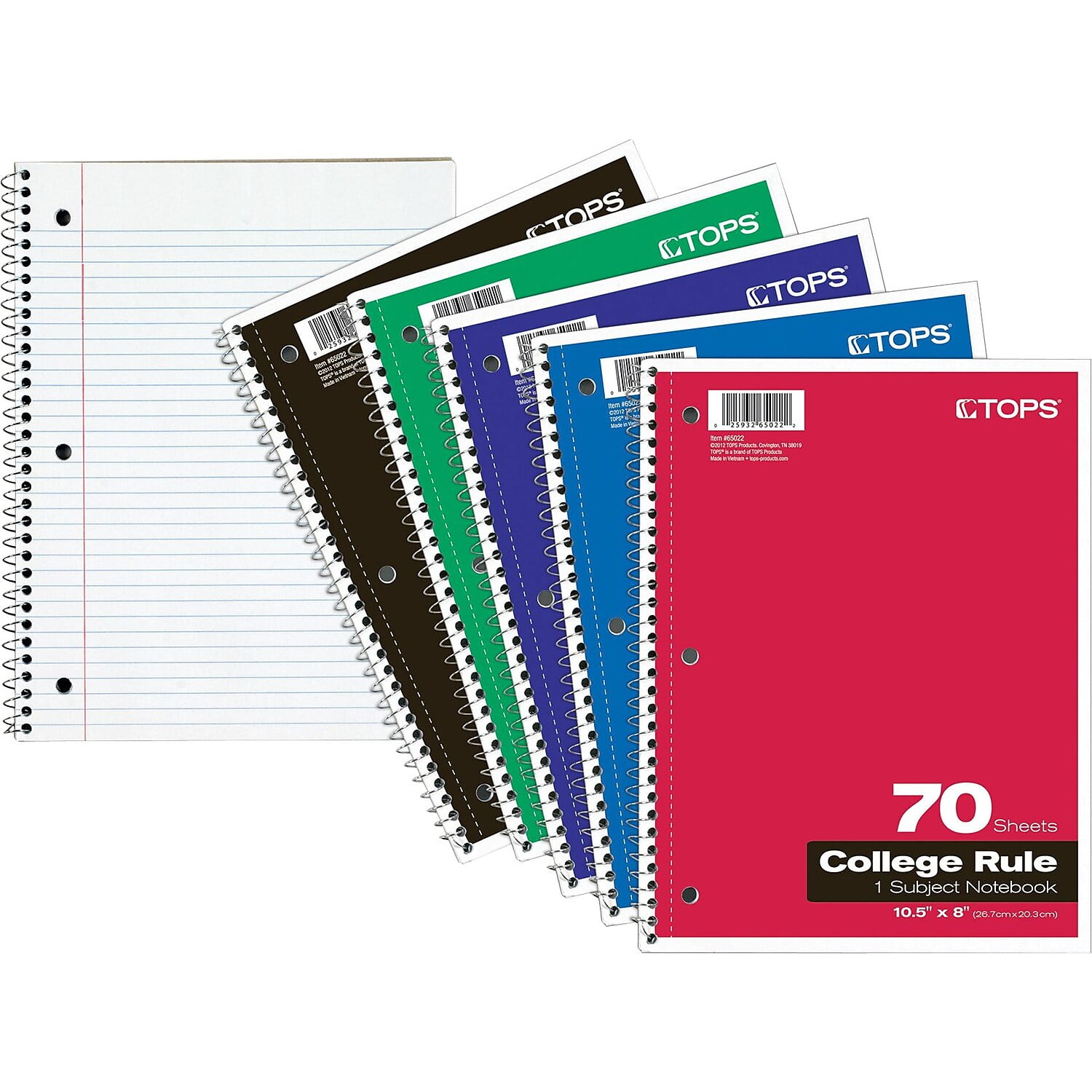Oxford 1-Subject Notebooks, 8 x 10.5, Wide Ruled, 70 Sheets