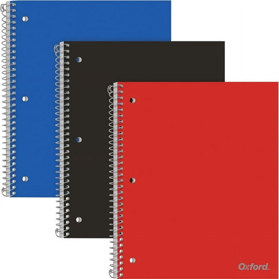 Oxford 1-Subject Poly Notebook - 1 Subject(s) - 100 Sheets - Spiral Bound - 3 Hole(s) - 0.30" x 8.5"10.5" - Assorted Cover - Poly Cover - Pocket Divid | Bundle of 2 Packs