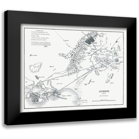 Oxford 14x12 Black Modern Framed Museum Art Print Titled - Athens Greece - Oxford 1828