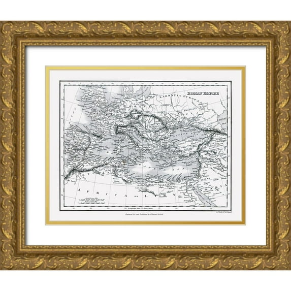 Oxford 14x12 Gold Ornate Wood Framed with Double Matting Museum Art Print Titled - Europe Roman Empire - Oxford 1828