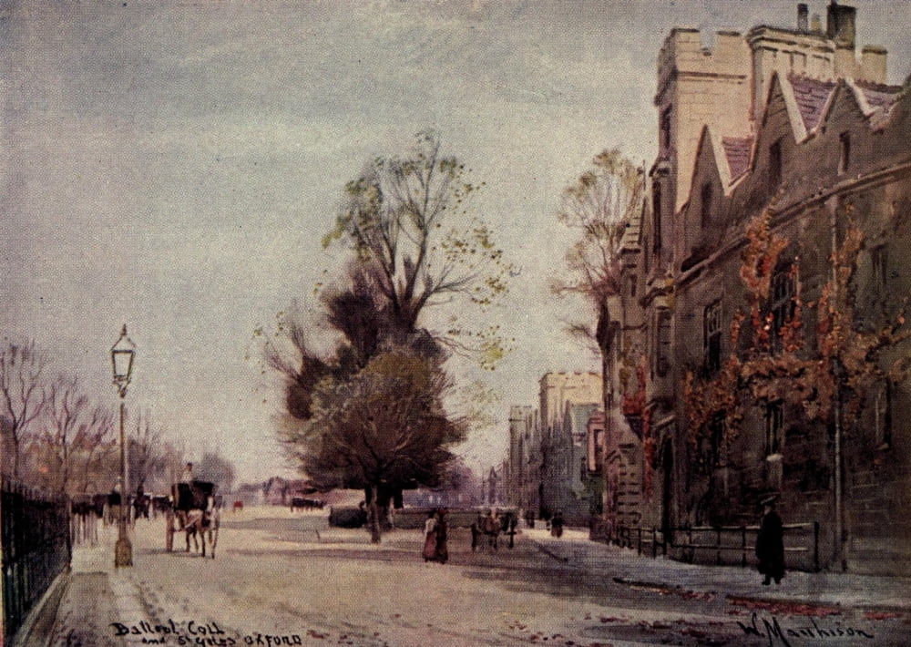 Oxford 1905 Balliol College & St Giles Canvas Art - William Matthison (24 x 36)
