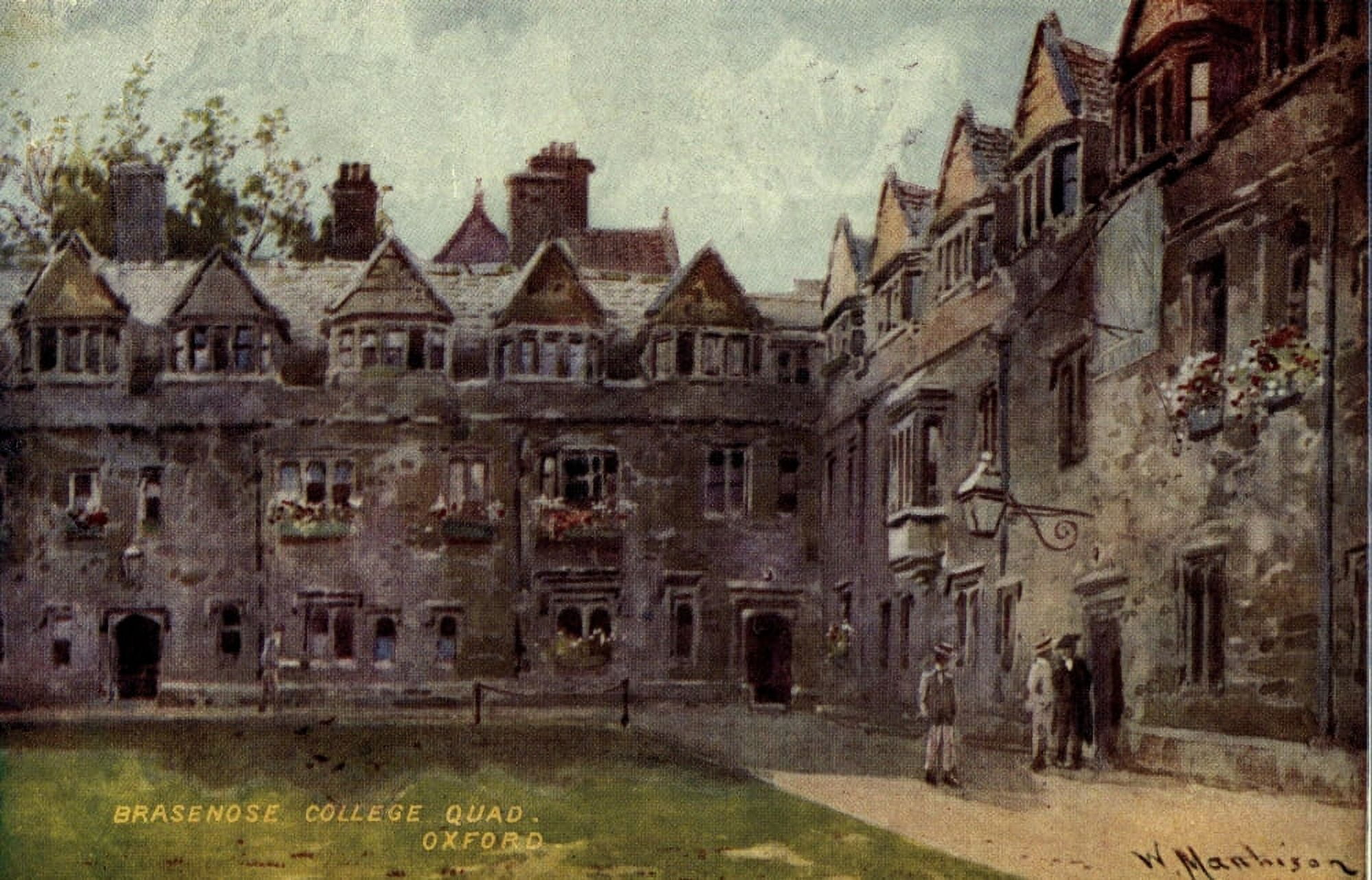 Oxford 1905 Brasenose College Quadrangle Canvas Art - William Matthison (24 x 36)