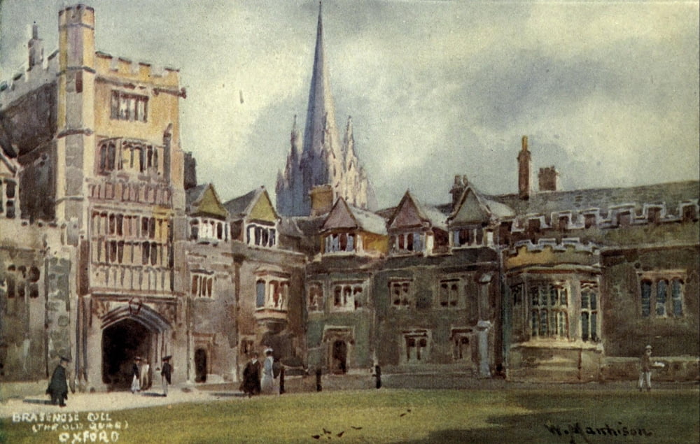 Oxford 1905 Brasenose College the old Quadrangle Canvas Art - William Matthison (18 x 24)