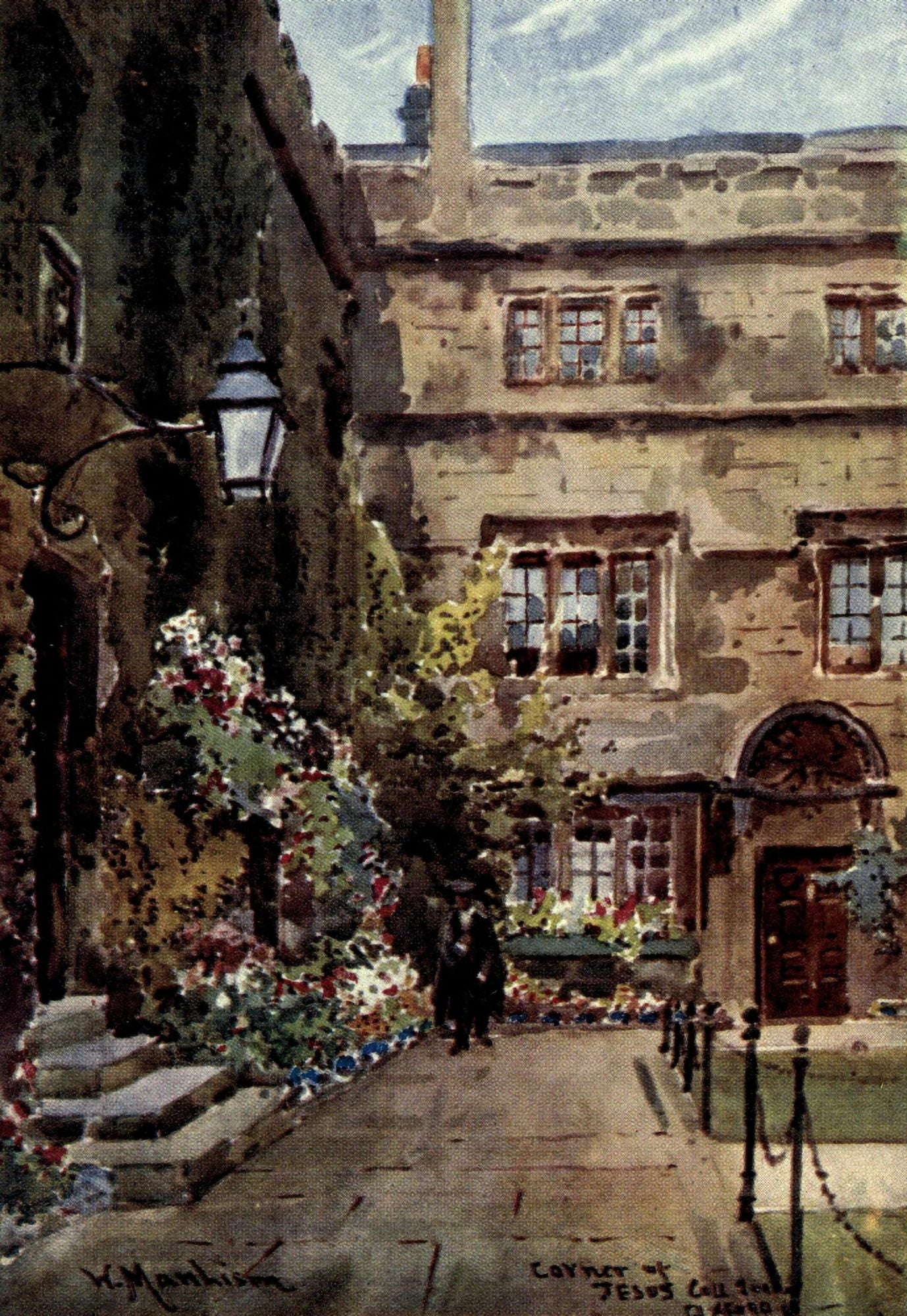 Oxford 1905 Corner of Jesus College Quadrangle Canvas Art - William Matthison (24 x 36)