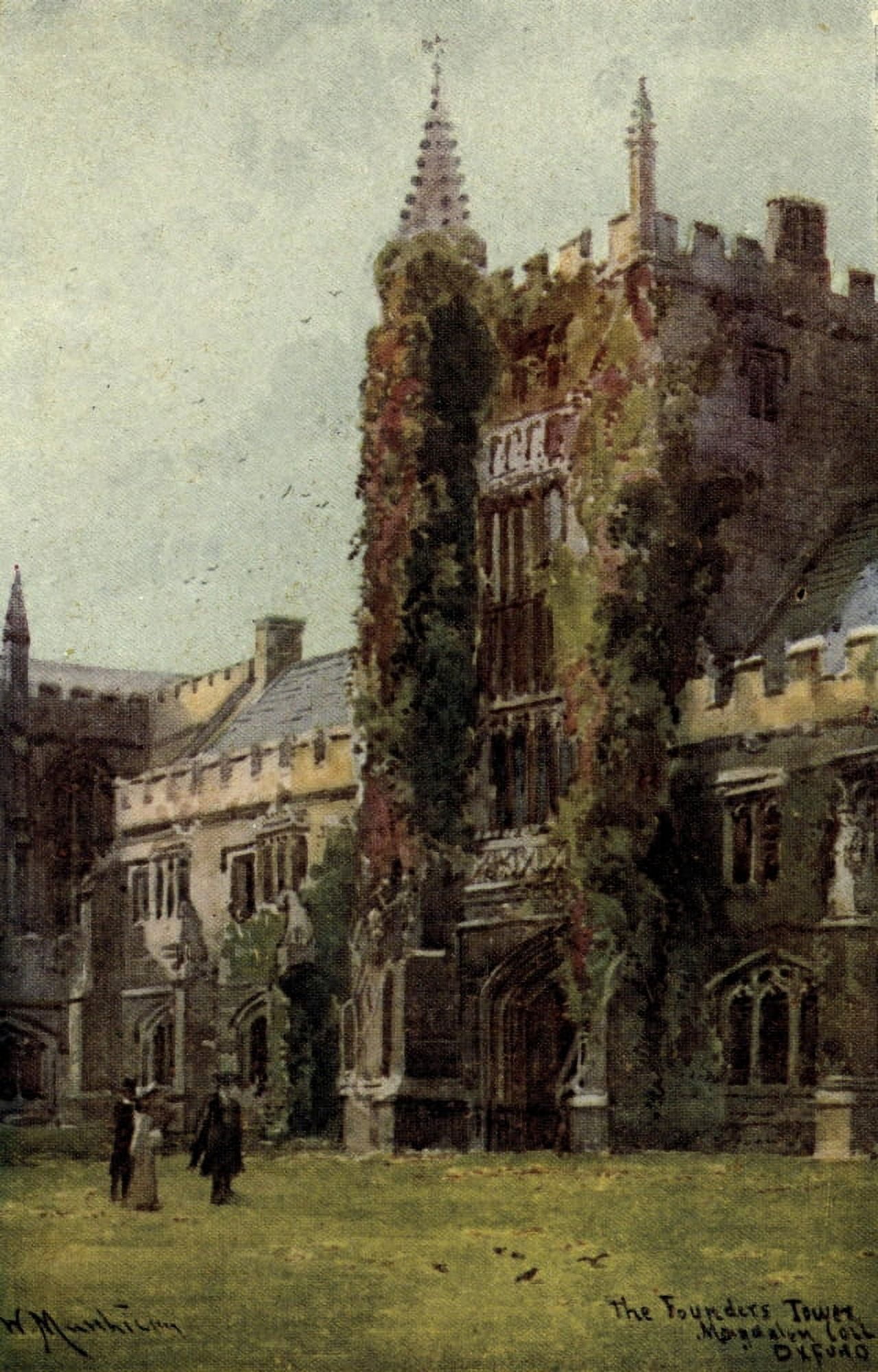 Oxford 1905 Founders Tower Magdalen College Canvas Art - William Matthison (18 x 24)