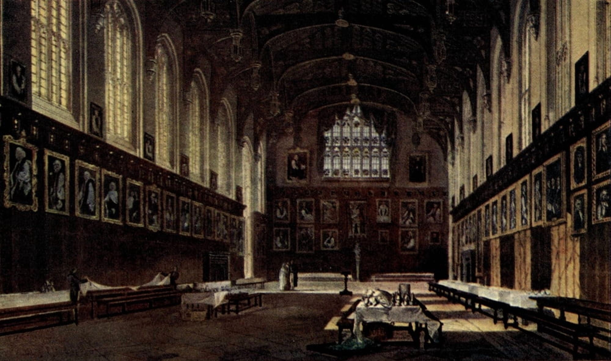 Oxford 1905 Hall of Christ Church Canvas Art - Rudolph Ackermann (18 x 24)