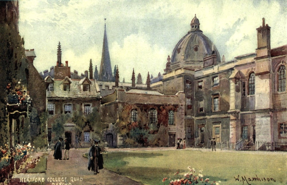 Oxford 1905 Hartford College Quadrangle Canvas Art - William Matthison (24 x 36)