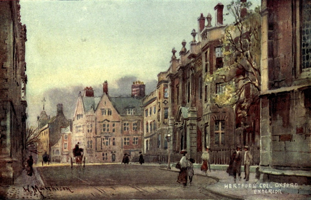 Oxford 1905 Hartford College exterior Canvas Art - William Matthison (24 x 36)