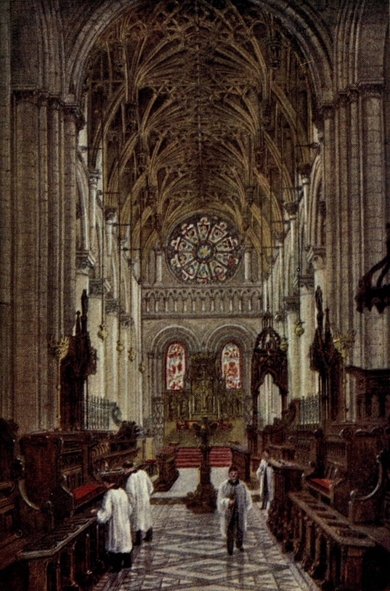 Oxford 1905 Interior of Christ Church Cathedral Canvas Art - Catherine Walton (18 x 24)