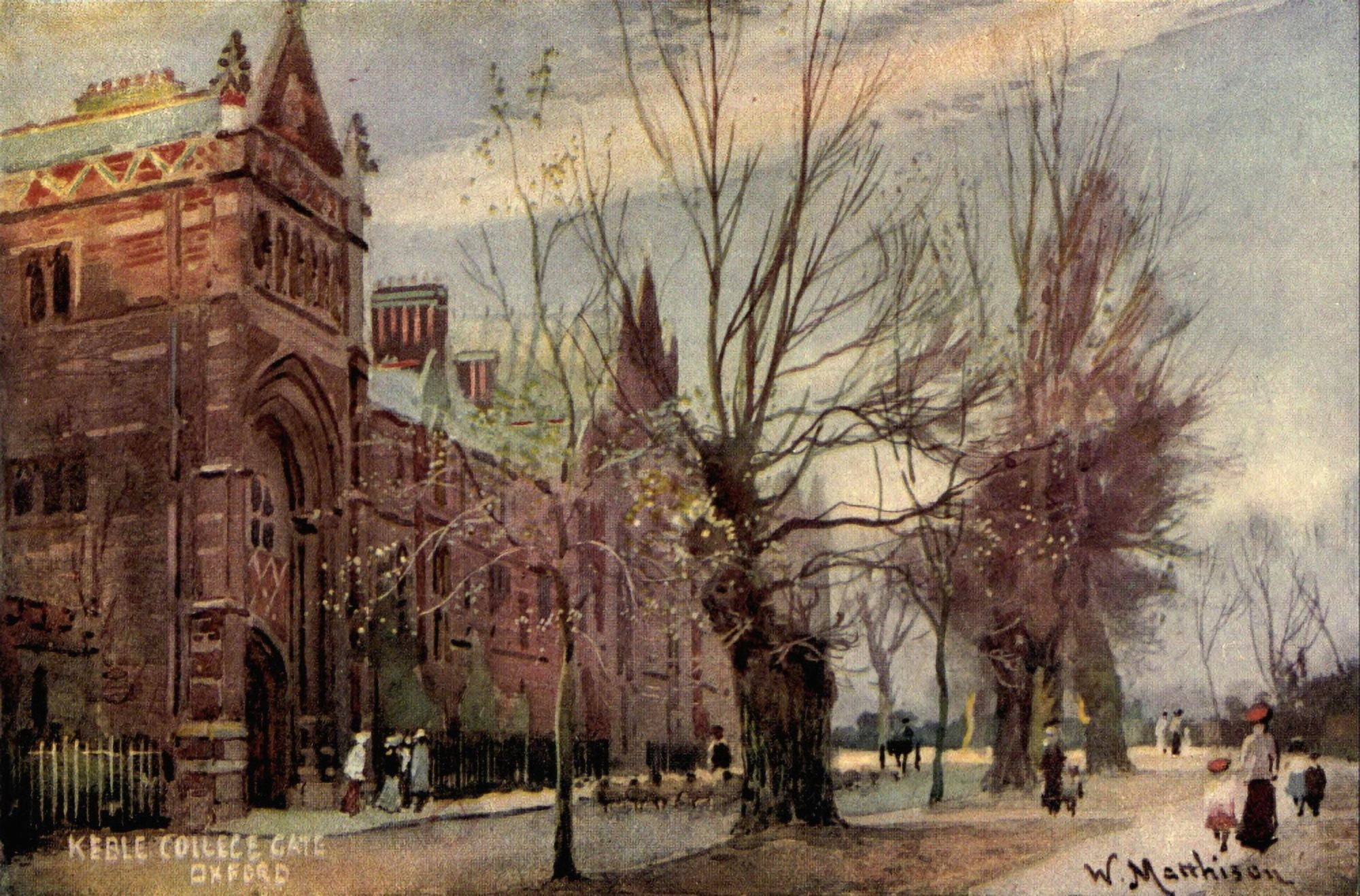 Oxford 1905 Keble College Gate Canvas Art - William Matthison (24 x 36)
