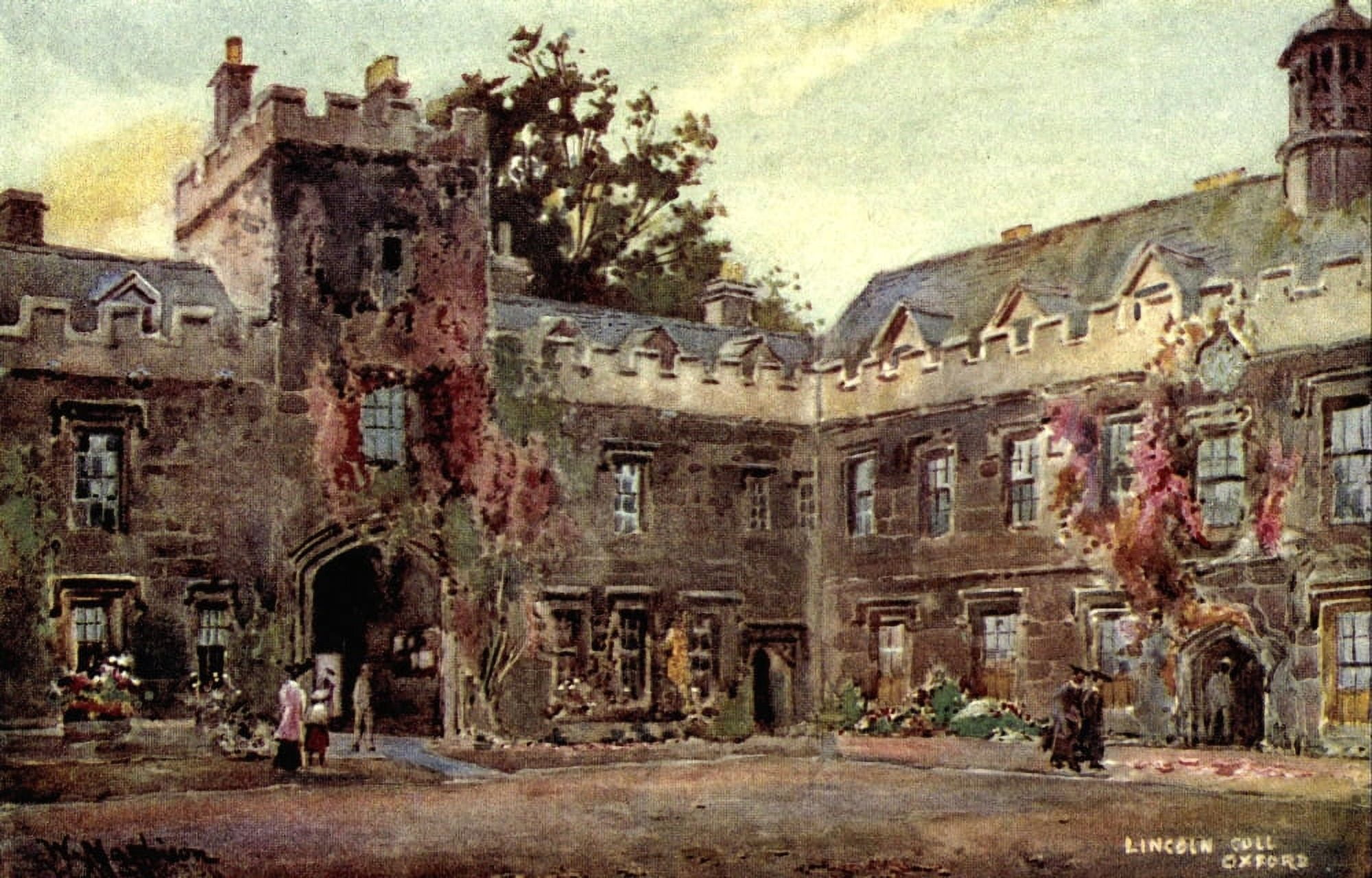 Oxford 1905 Lincoln College inside Quadrangle Canvas Art - William Matthison (24 x 36)