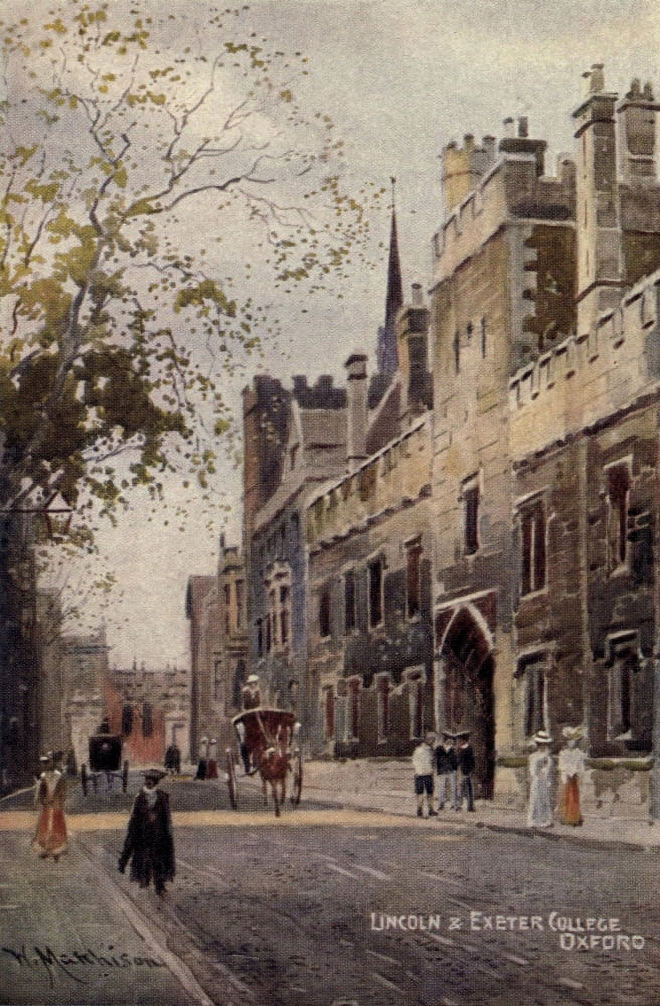 Oxford 1905 Lincoln & Exeter College Canvas Art - William Matthison (24 x 36)