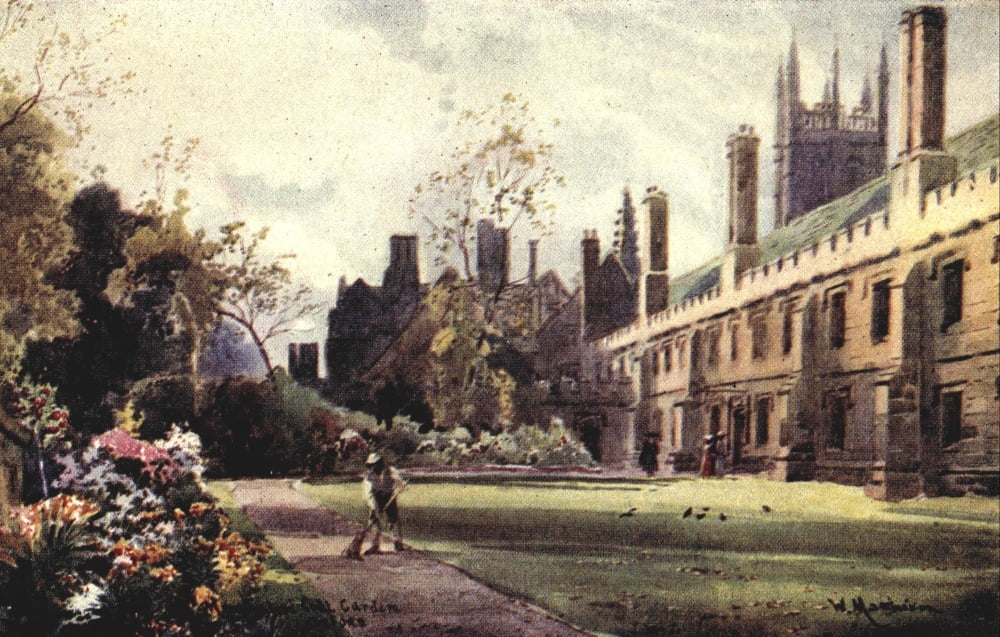 Oxford 1905 Magdalen College Garden Canvas Art - William Matthison (18 x 24)