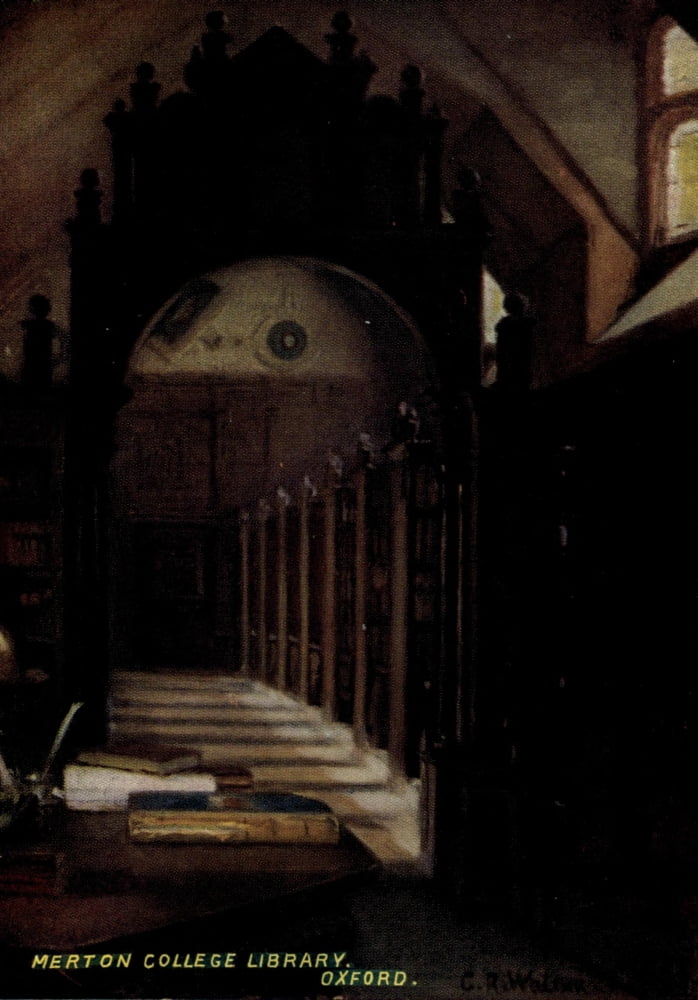 Oxford 1905 Merton College Library Canvas Art - Catherine Walton (18 x 24)