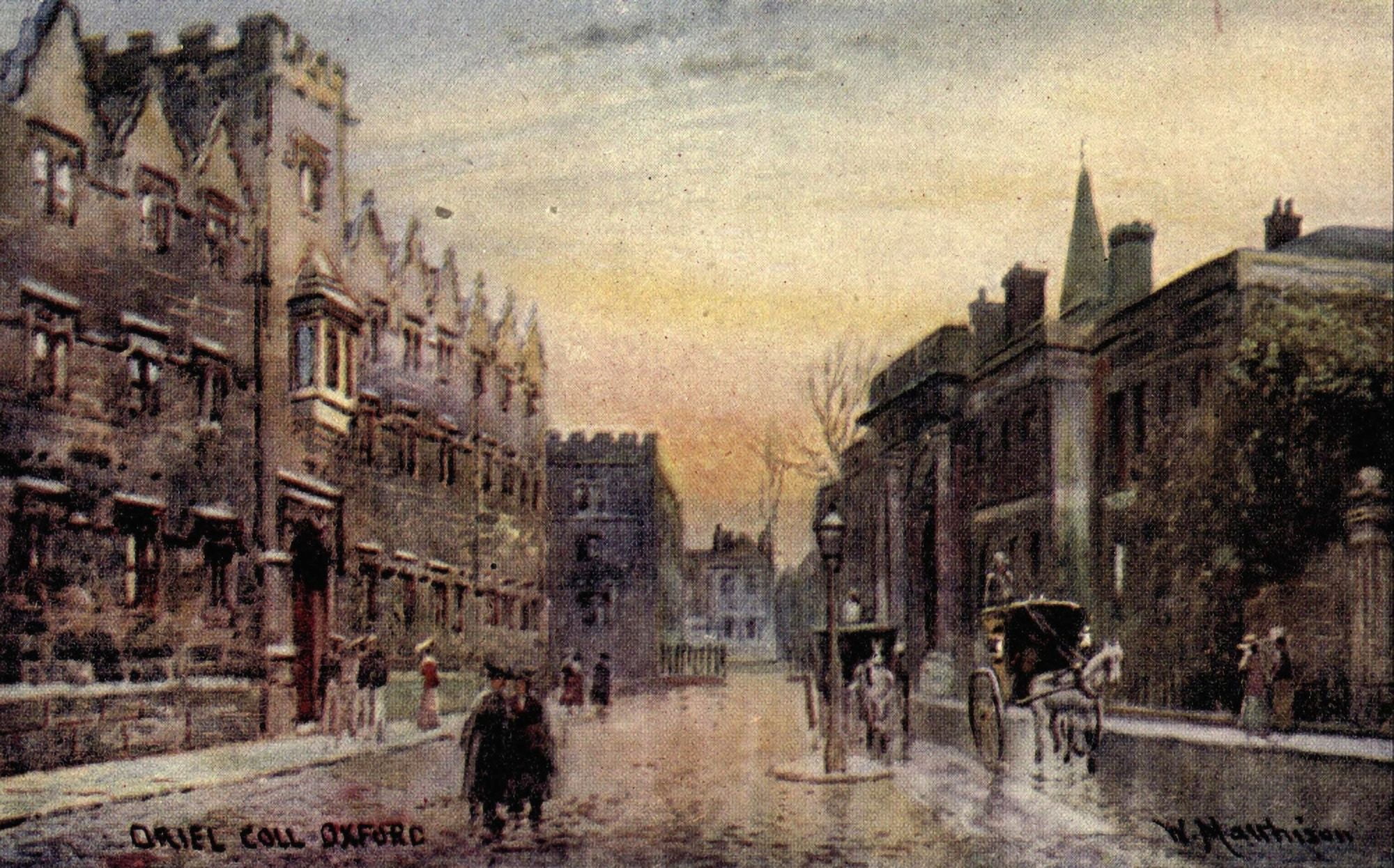 Oxford 1905 Oriel College outside Canvas Art - William Matthison (18 x 24)