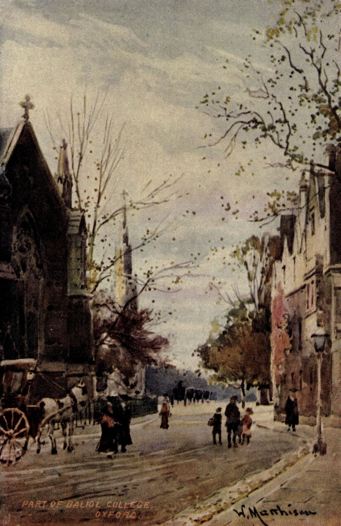 Oxford 1905 Part of Balliol College Canvas Art - William Matthison (18 x 24)