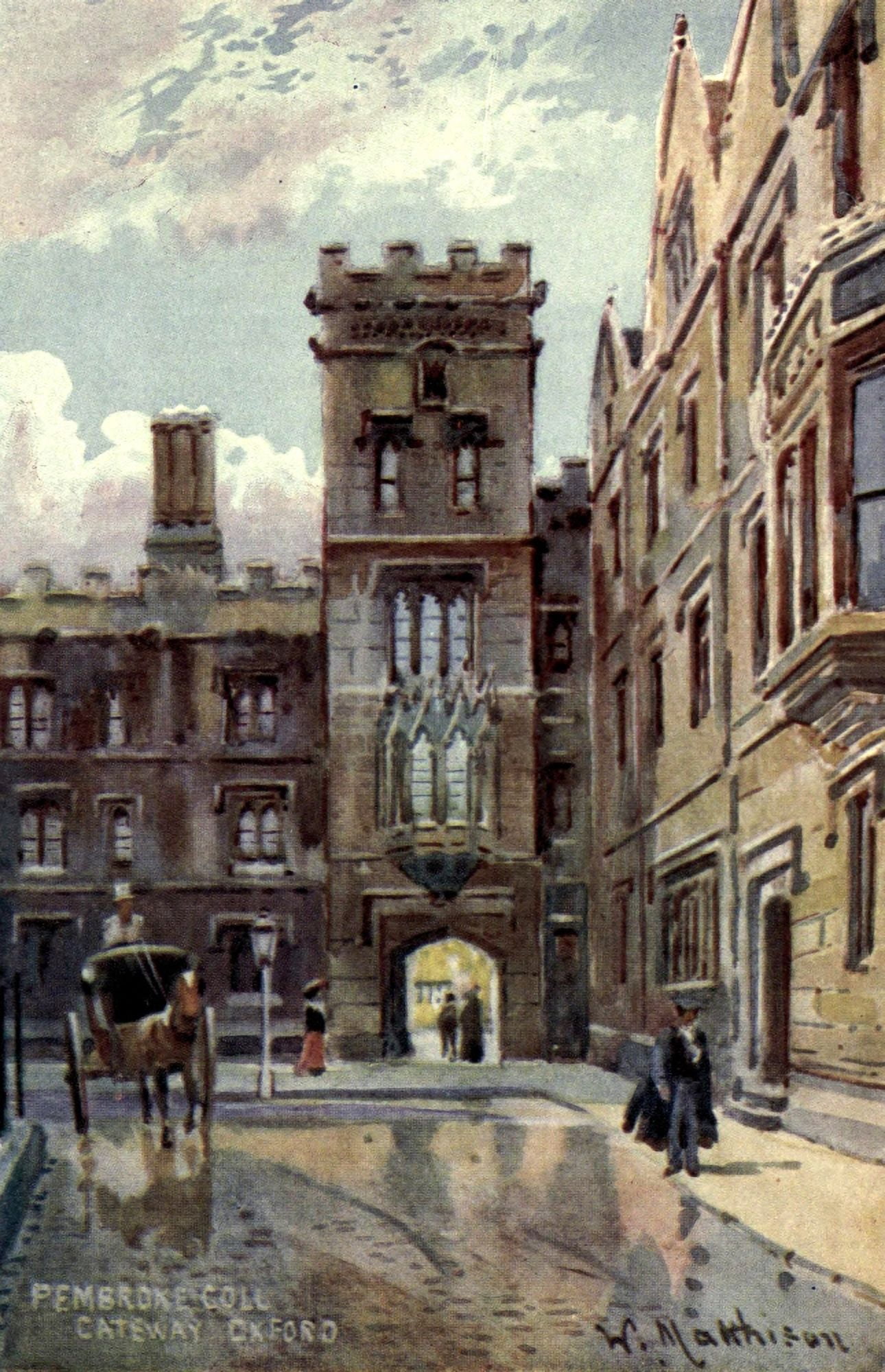 Oxford 1905 Pembroke College Gateway Canvas Art - William Matthison (18 x 24)