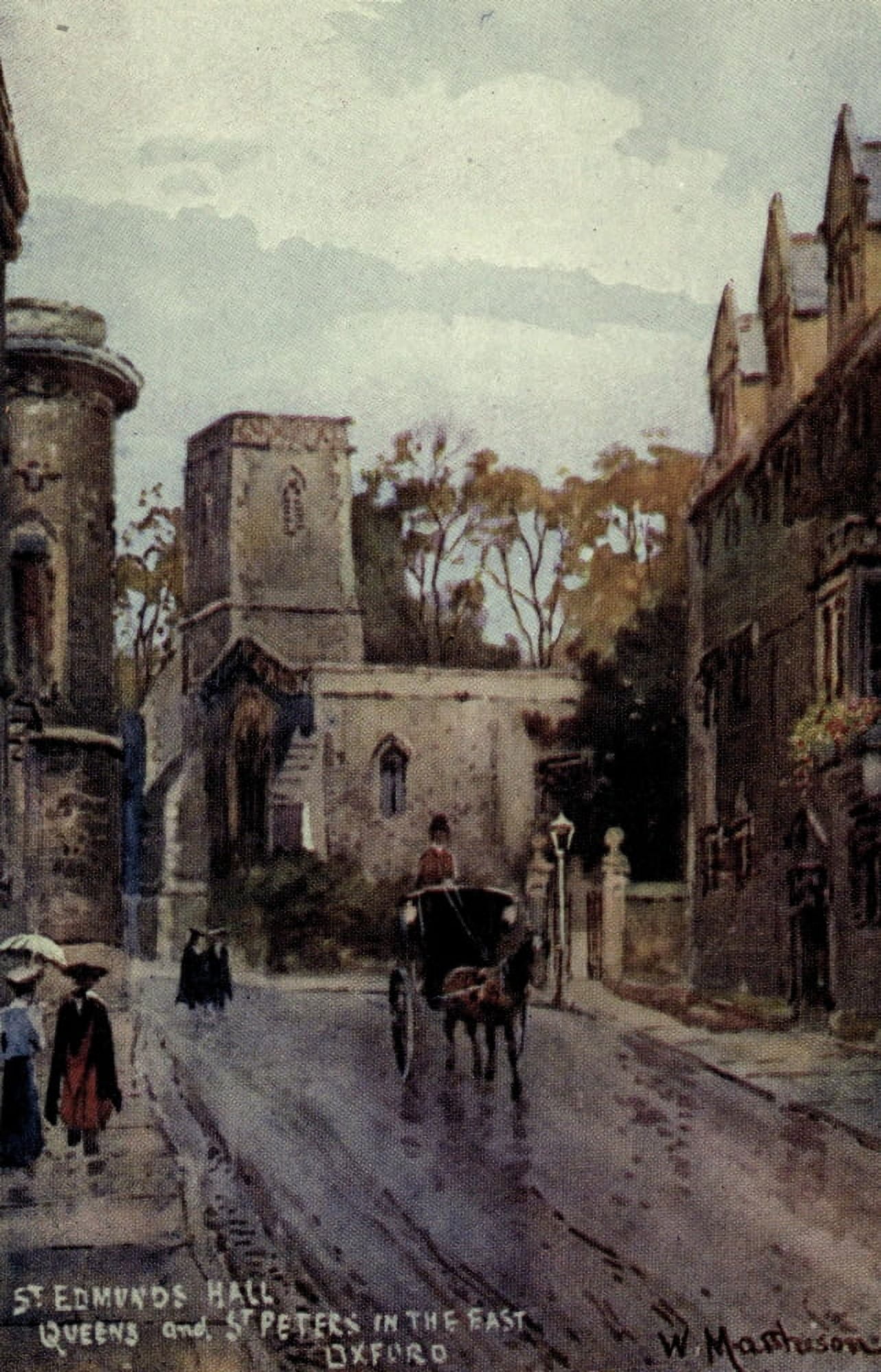 Oxford 1905 St Edmunds Hall Queens & St Peters-in-the-East Canvas Art - William Matthison (18 x 24)