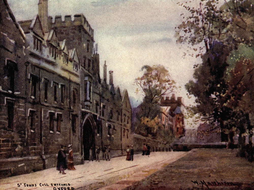 Oxford 1905 St Johns College entrance Canvas Art - William Matthison (24 x 36)