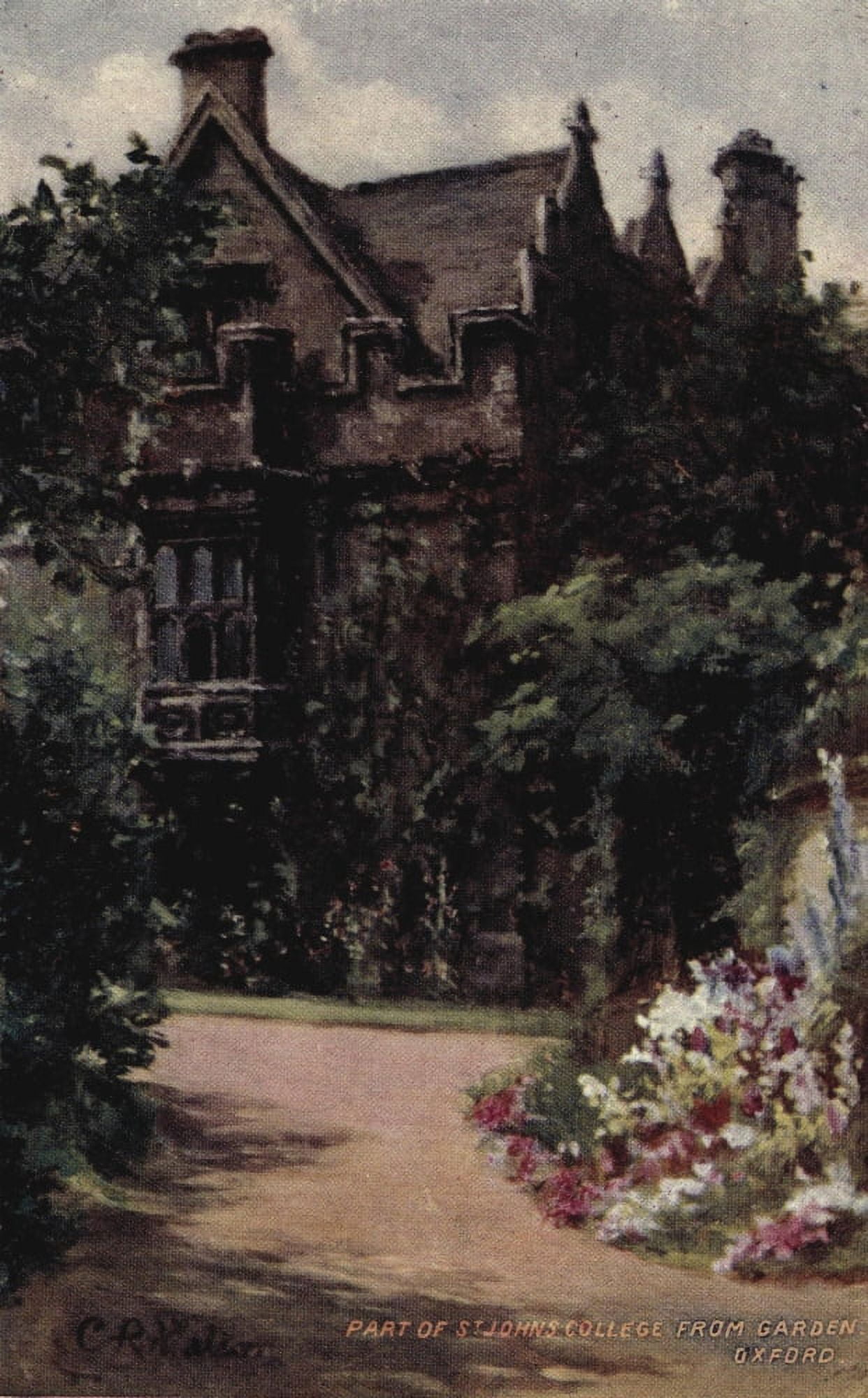 Oxford 1905 St Johns College from the Garden Canvas Art - Catherine Walton (18 x 24)