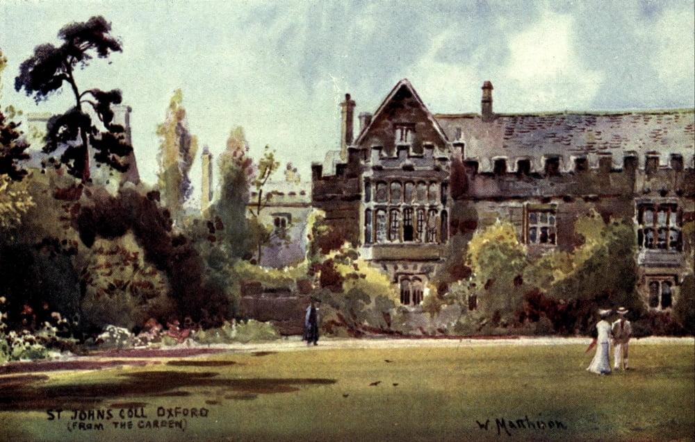 Oxford 1905 St Johns College from the Garden Canvas Art - William Matthison (24 x 36)