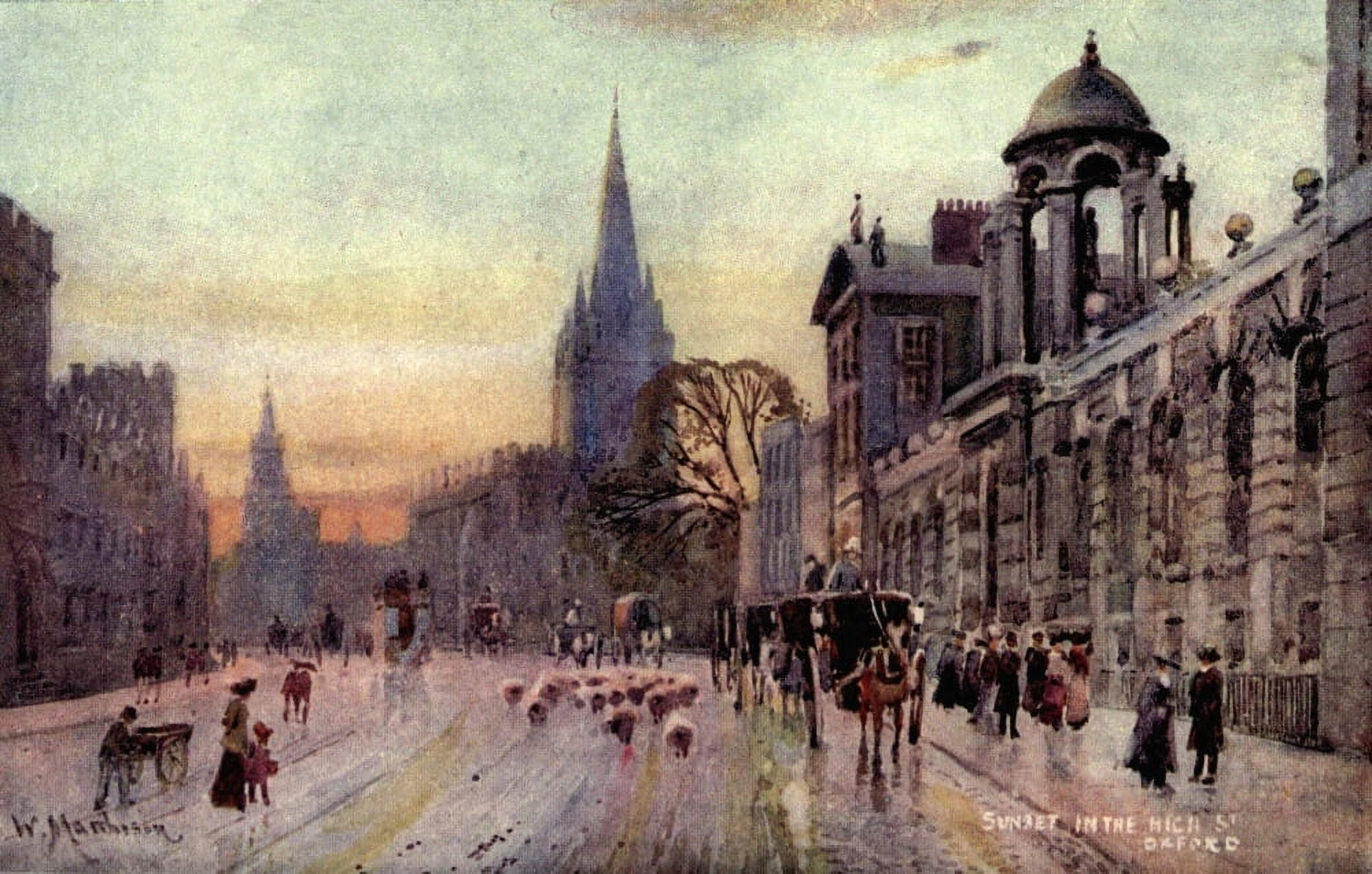Oxford 1905 Sunset in the High Street Canvas Art - William Matthison (24 x 36)