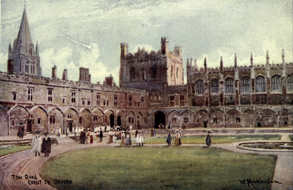 Oxford 1905 Tom Quadrangle Christ Church Canvas Art - William Matthison (18 x 24)