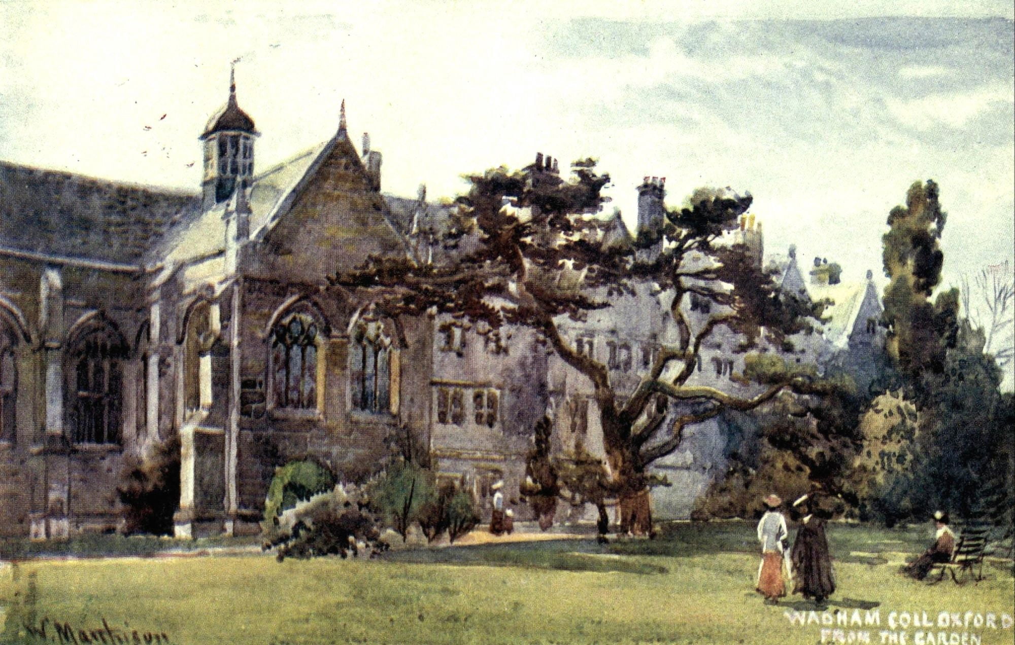 Oxford 1905 Wadham College from the Garden Canvas Art - William Matthison (18 x 24)