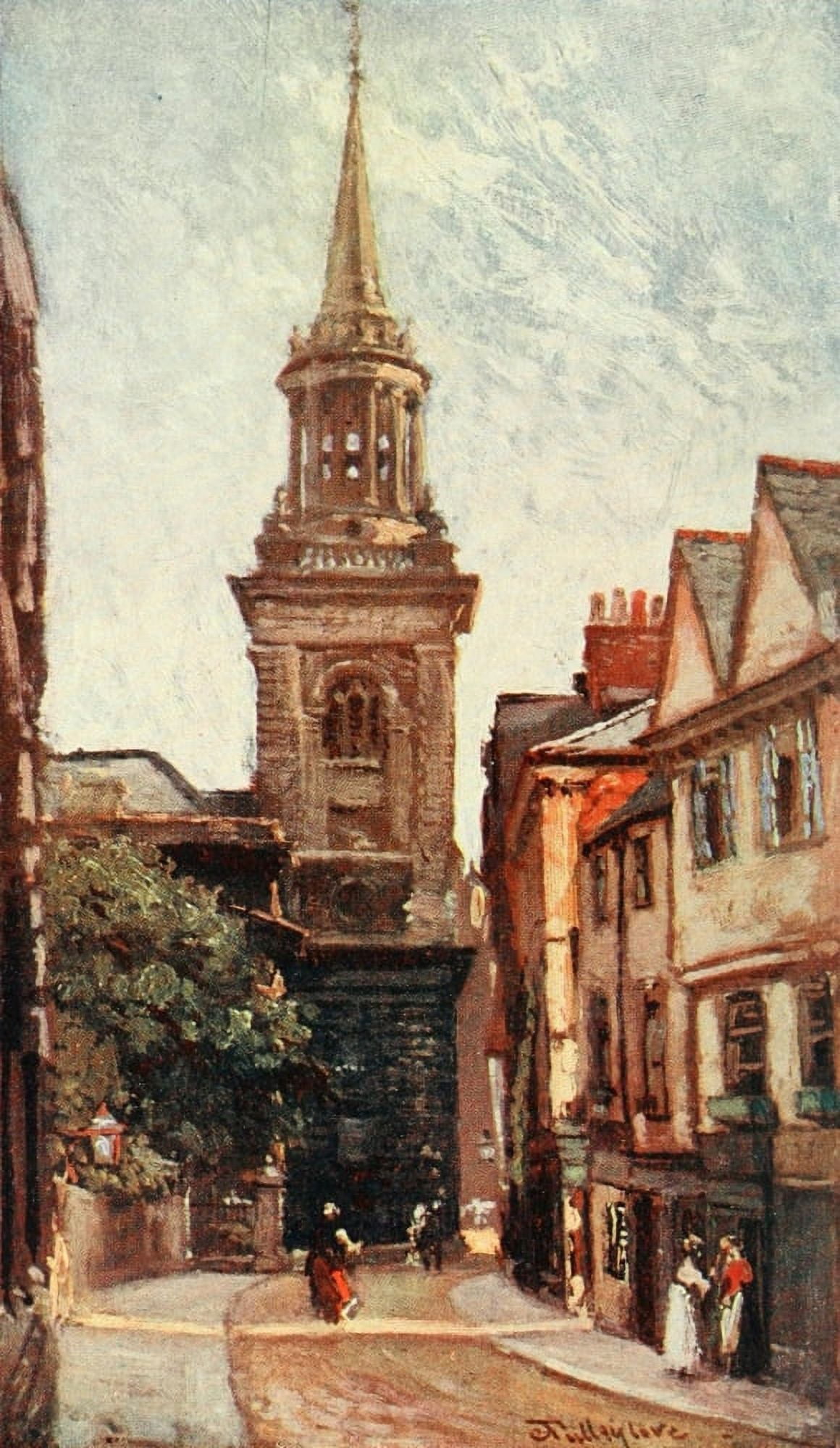Oxford 1922 All Saints Church from Turl Street Canvas Art - John Fulleylove (24 x 36)