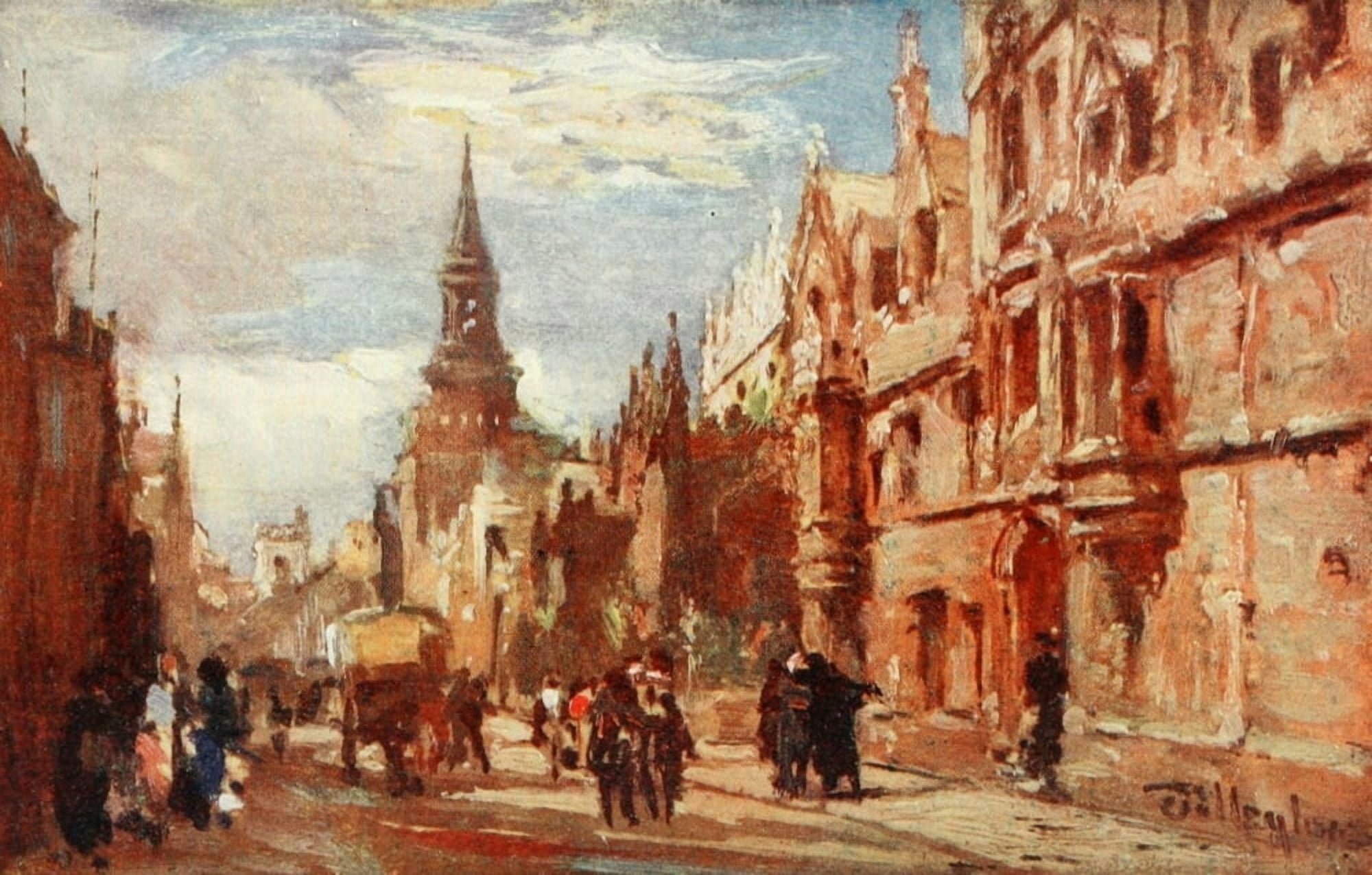 Oxford 1922 All Souls College & High Street Canvas Art - John Fulleylove (24 x 36)
