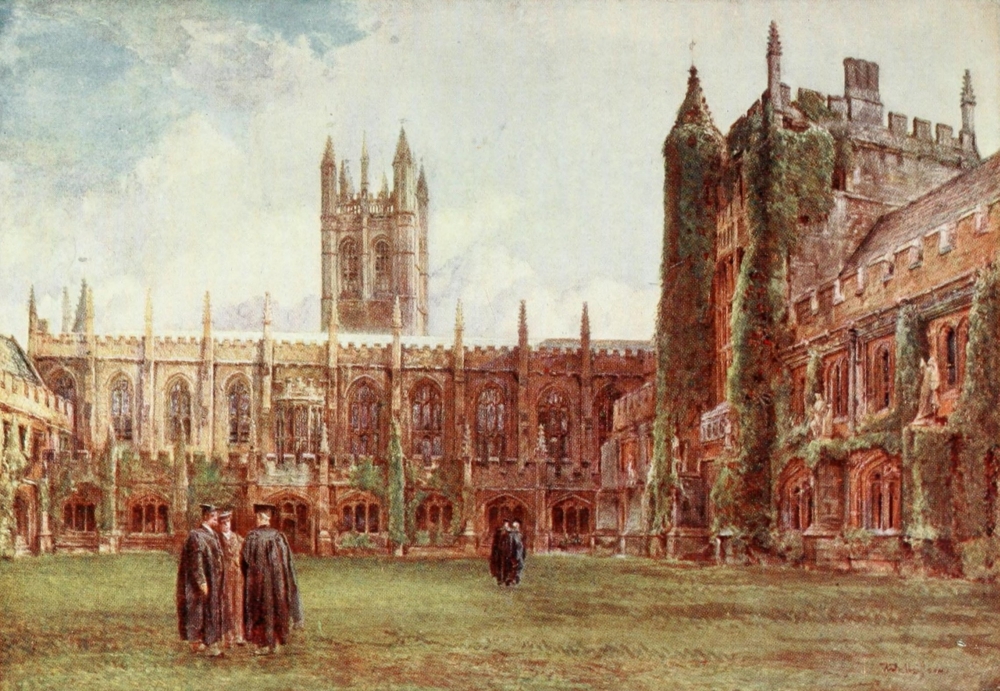 Oxford 1922 Cloisters at Magdalen College Canvas Art - John Fulleylove (18 x 24)