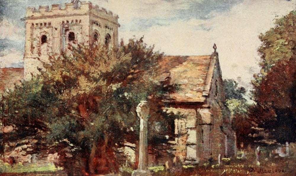 Oxford 1922 Iffley Church Canvas Art - John Fulleylove (18 x 24)