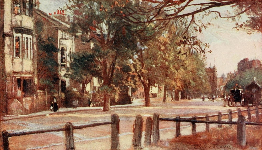 Oxford 1922 St Giles towards St Mary Magdalen Canvas Art - John Fulleylove (18 x 24)