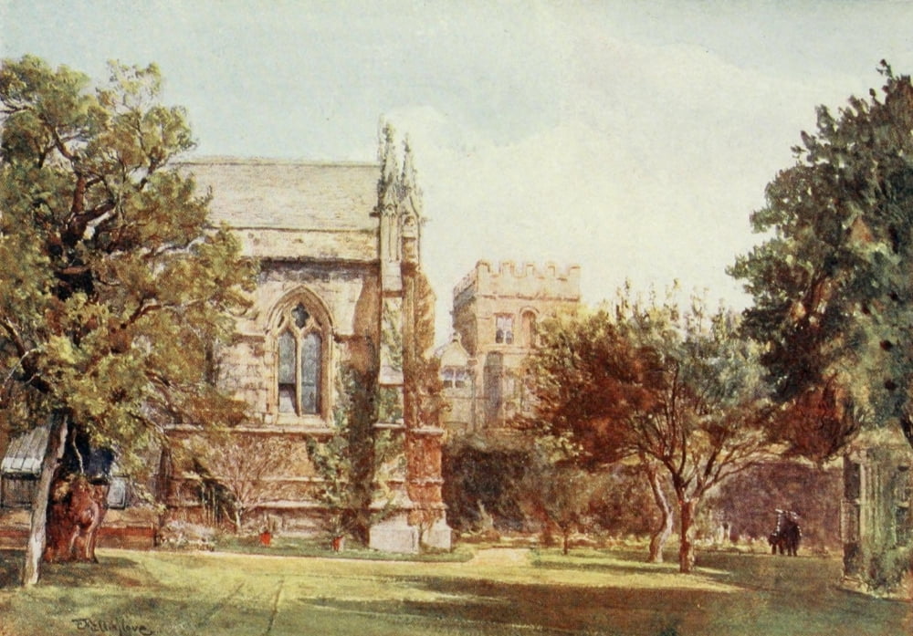 Oxford 1922 University College private garden Canvas Art - John Fulleylove (18 x 24)