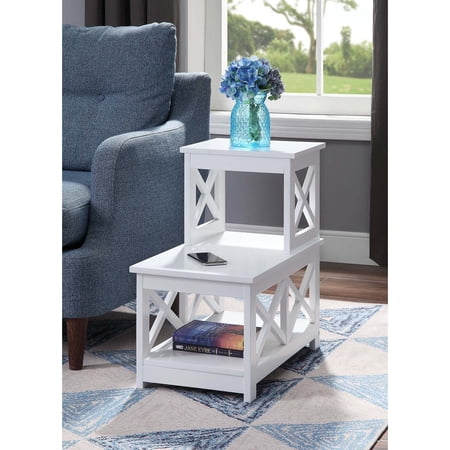 Oxford 2 Step Chairside End Table, White