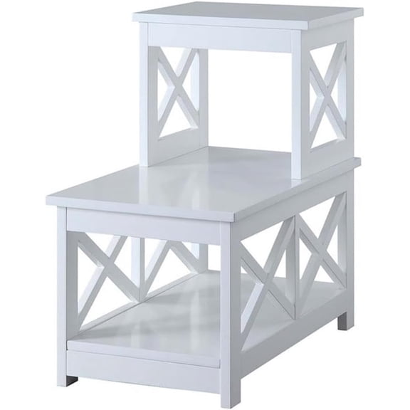 Oxford 2 Step Chairside End Table, White