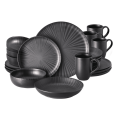 thumbnail image 1 of Oxford 20 Pcs Dinnerware Sets, Contempo, Onyx Stoneware, Service for 4, Black, 1 of 8