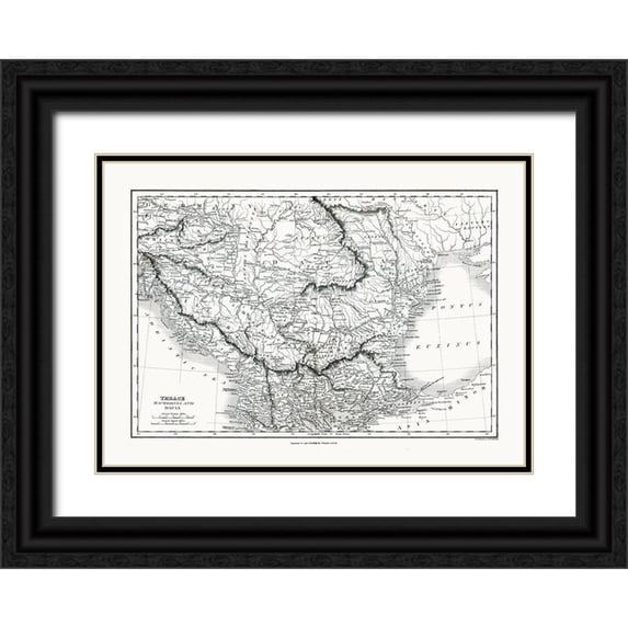 Oxford 24x18 Black Ornate Wood Framed with Double Matting Museum Art Print Titled - Europe Thrace Dacia Macedonia Greece - Oxford 1828
