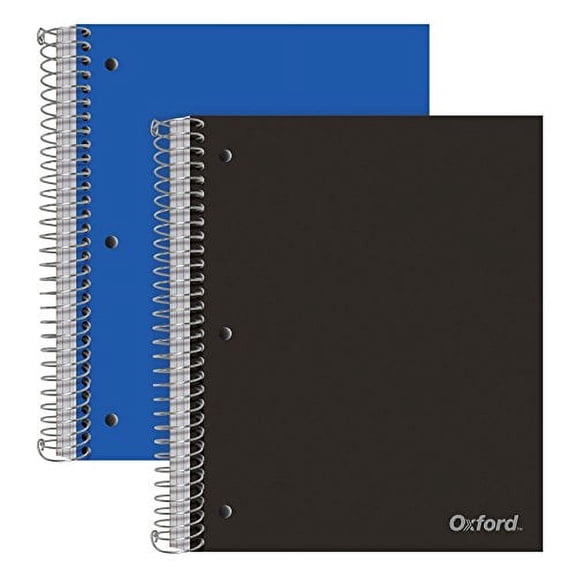 Oxford 3-Subject Poly Notebook 3 Subject(s) - 150 Sheets - Wire Bound - Wide Ruled Red Margin - 3 Hole(s) - 0.5" x 8.5"10.5" - Assorted Cover - Snag Resistant, Sturdy, Micro Perforated, Moisture Resis