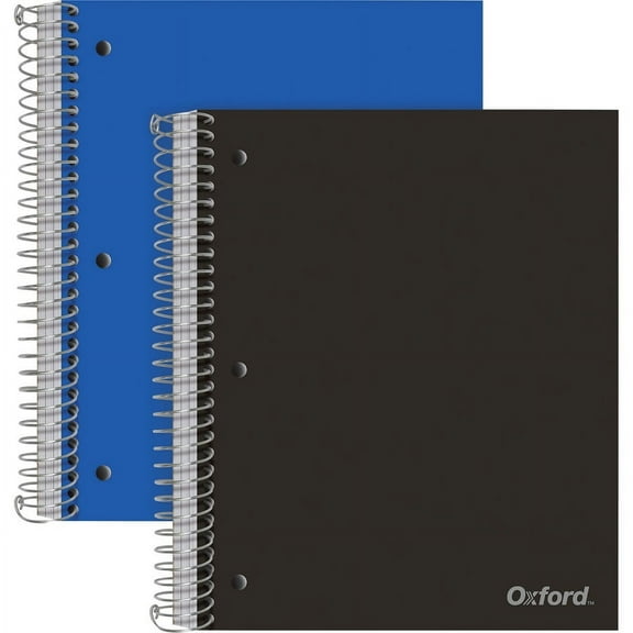 Oxford 3-Subject Poly Notebook - 3 Subject(s) - 150 Sheets - Wire Bound - Wide Ruled Red Margin - 3 Hole(s) - 0.50" x 8.5"10.5" - Assorted Cover - Snag Resistant, Sturdy, Micro Per | Bundle of 5 Packs