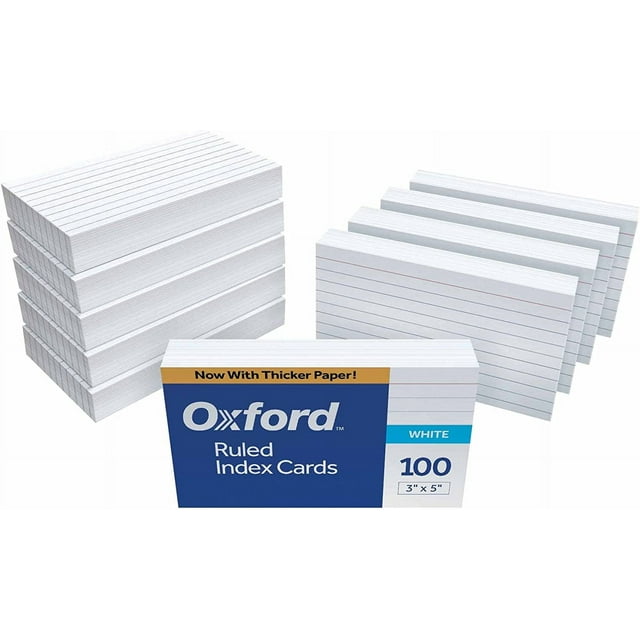 Oxford 31EE Ruled Index Cards, 3" x 5", White, 1,000 Cards (10 Packs of