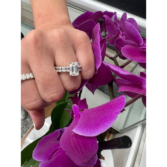 Oxford - 4 Carat Emerald Cut Diamond Eternity Engagement Ring