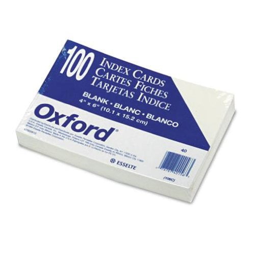 Oxford 4 X 6 White Index Cards blank on both sides for versatile, reversible study, 100 Per pack