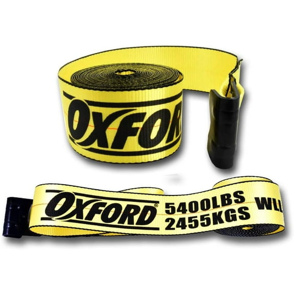 OXFORD 4" x 30' Heavy Duty Winch Straps, Yellow, Nylon, Flat Hooks, Compatible with Trucks, Trailers, Ideal for Flatbeds, Secure Cargo Transportation