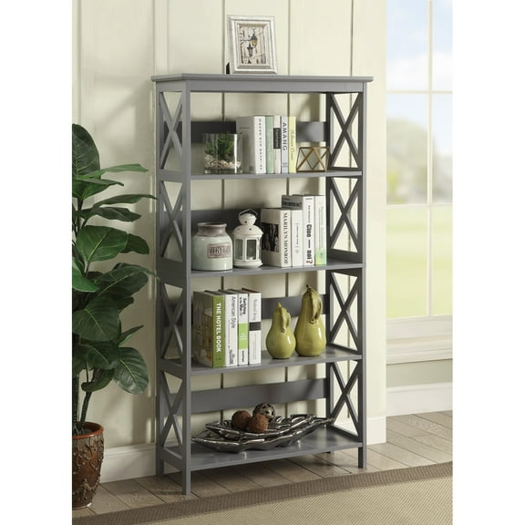 Oxford 5 Tier Bookcase, Gray