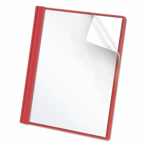 Oxford 55811 Clear Front Report Cover, Tang Clip, Letter, 1/2" Capacity, Red, 25/Box