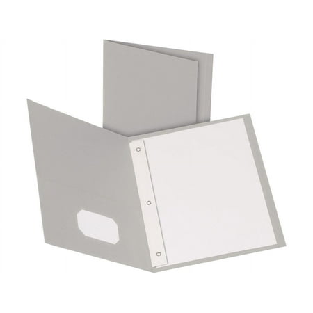 Oxford 57705 0.5 in. Capacity Twin-Pocket Folders with 3 Fasteners - Gray (25/Box)