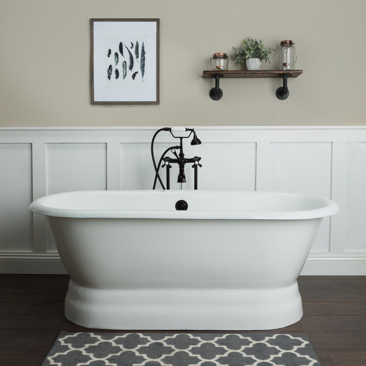 Oxford 60 Inch Cast Iron Freestanding Soaking Tub - No Faucet Drillings ...
